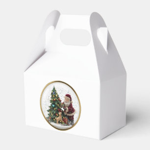 Santa and adorable Puppy Christmas Tree Design Favor Box