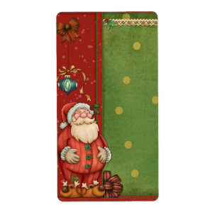 Santa and bauble label