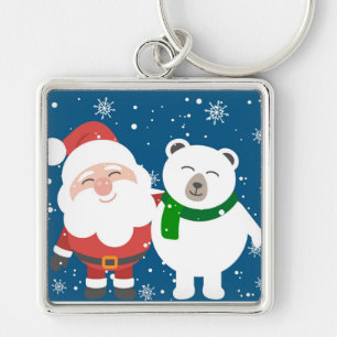 Santa and Bear Keychain