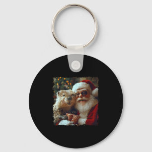 Santa And Beaver Selfie Funny Christmas Design  Keychain