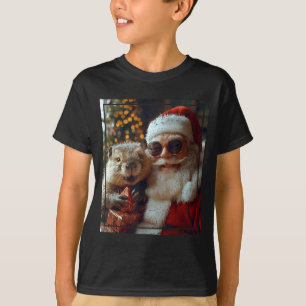 Santa And Beaver Selfie Funny Christmas Design T-Shirt