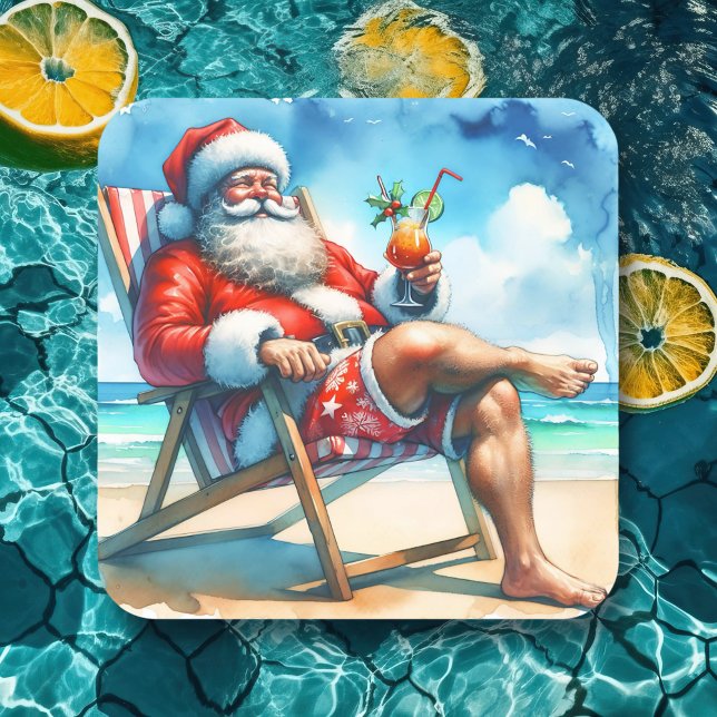 Santa and Bloody Marry Funny Snowbirds Christmas Square Sticker (Creator Uploaded)