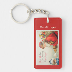 Santa and boy vintage nostalgia Christmas Keychain