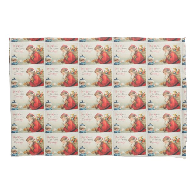 Santa and boy vintage nostalgia Christmas Pillowcase (Front)