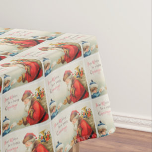 Santa and boy vintage nostalgia Christmas Tablecloth