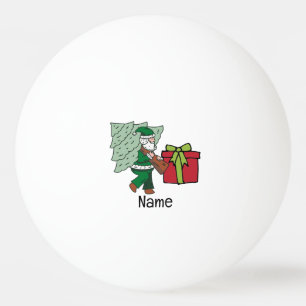 Santa and Christmas Tree and red gift box Ping Pong Ball