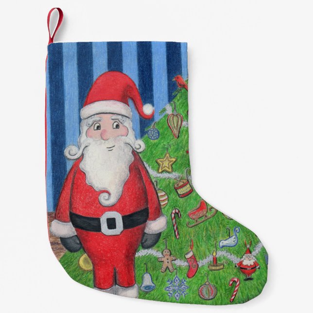 Santa and Christmas Tree Stocking (Front)