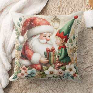 Santa And Elf 5 Throw Pillow