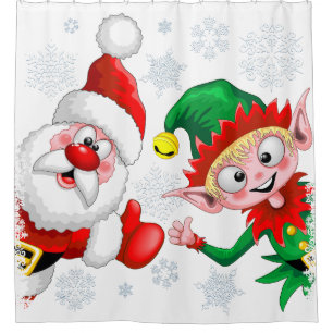 Santa and Elf Christmas Characters Thumbs Up 