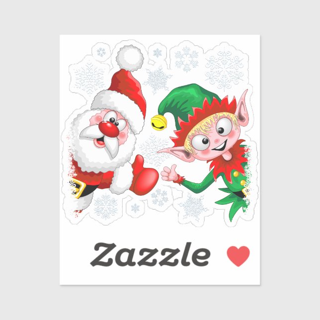 Santa and Elf Christmas Characters Thumbs Up  (Sheet)