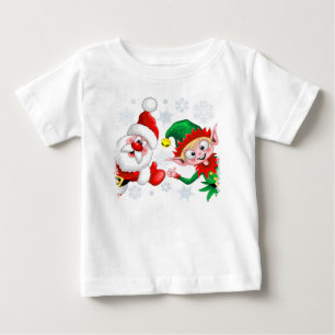 Santa and Elf Christmas Characters Thumbs Up  Baby T-Shirt