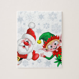 Santa and Elf Christmas Characters Thumbs Up   Jigsaw Puzzle