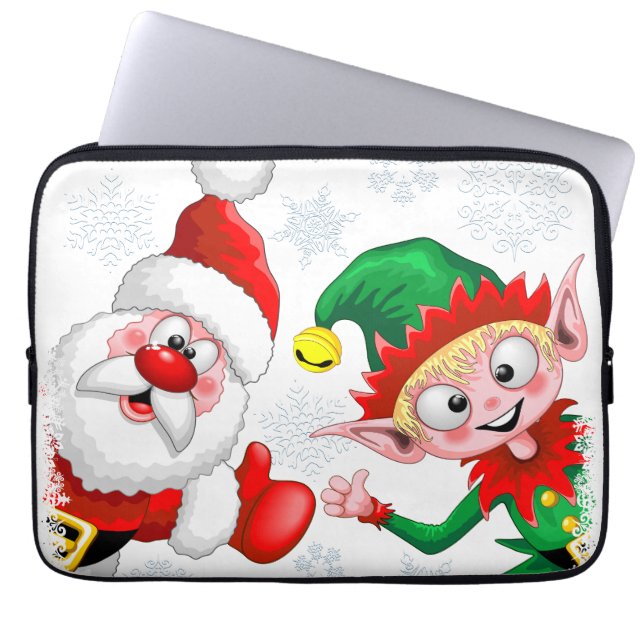 Santa and Elf Christmas Characters Thumbs Up  Laptop Sleeve (Front)