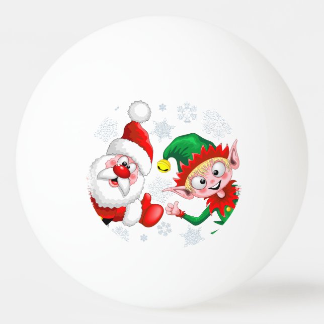 Santa and Elf Christmas Characters Thumbs Up  Ping Pong Ball (Front)