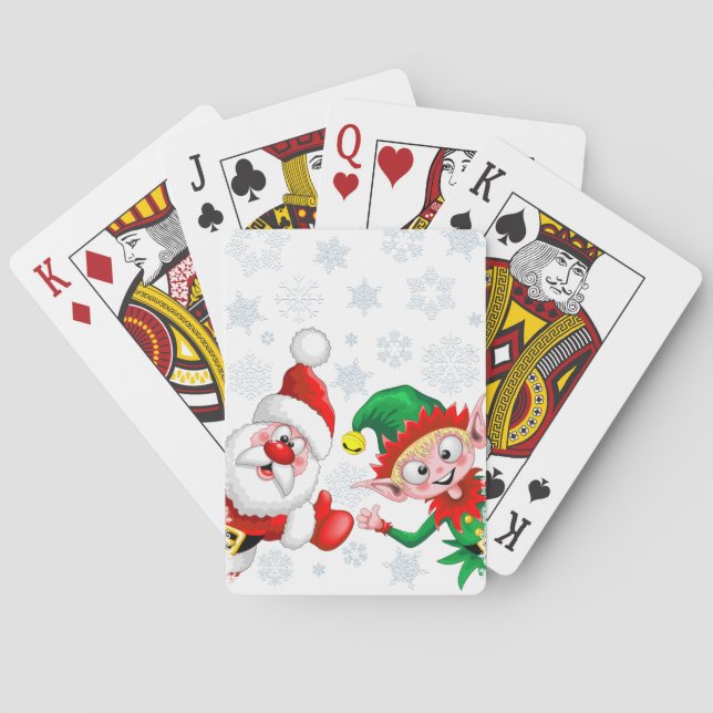 Santa and Elf Christmas Characters Thumbs Up   Playing Cards (Back)