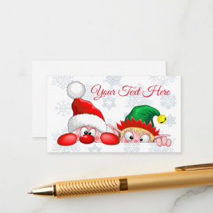 Santa and Elf Cute and funny Characters Peeking Advice Card