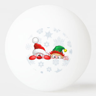 Santa and Elf Cute and funny Characters Peeking  Ping Pong Ball