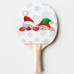 Santa and Elf Cute and funny Characters Peeking  Ping Pong Paddle