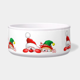 Santa and Elf Cute and funny Characters Peeking S