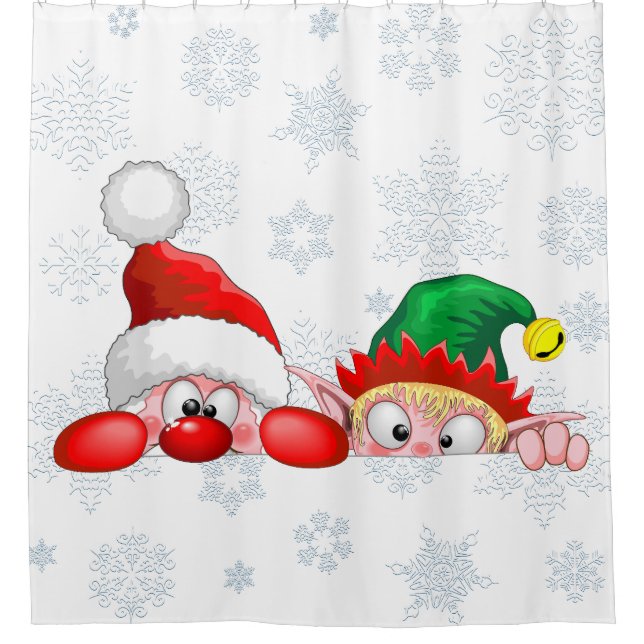 Santa and Elf Cute and funny Christmas Cartoon Cha (Front)