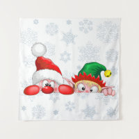 Santa and Elf Cute and funny Christmas Cartoon Cha