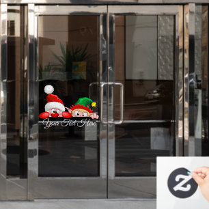 Santa and Elf Cute and funny Christmas Cartoon Cha Window Cling