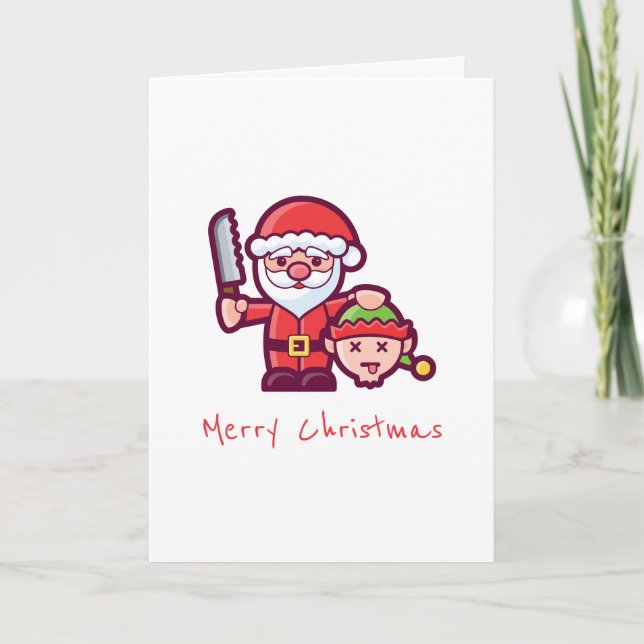 Santa and Elf Greeting Card (Front)
