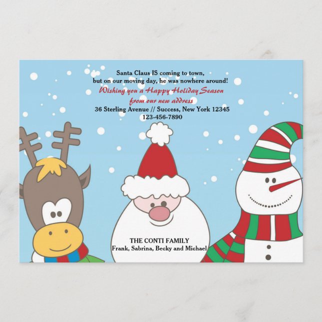 Santa and Friends Holiday Moving Announcement (Front)