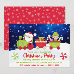 Santa and Friends Train Christmas Party Invitation