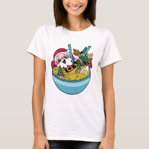Santa and Friends Warm Up in a Bowl of Ramen T-Shirt