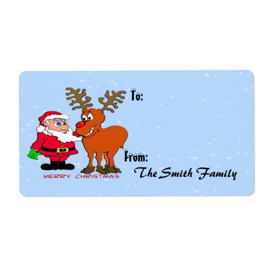 Santa and Gift Tag (large) Shipping Label