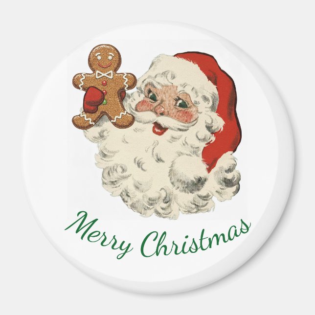 Santa And Gingerbread Man Magnet (Devant)