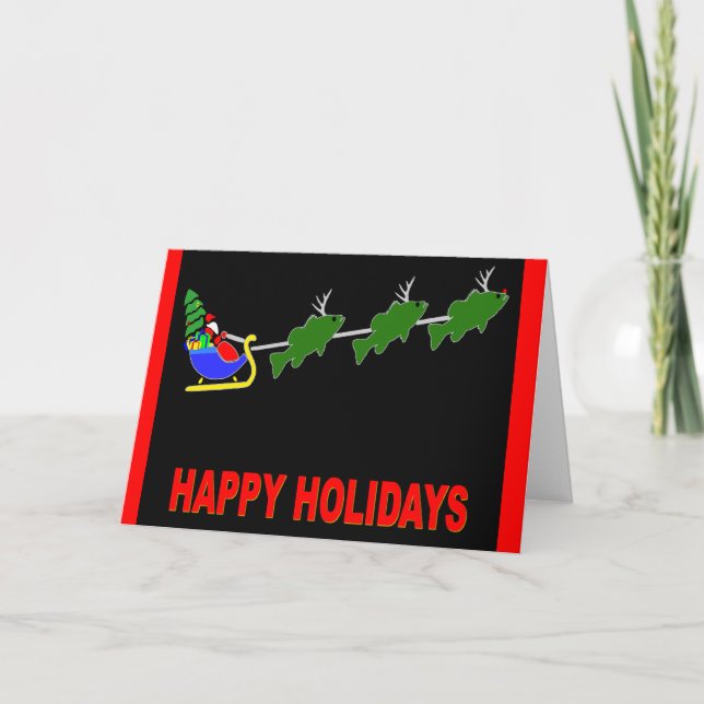 Santa and his "Bass Deer" Card (Front)