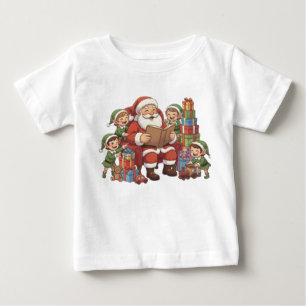 Santa and His Elves – Cute Christmas Illustration  Baby T-Shirt