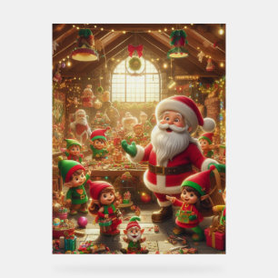 Santa and His Elves in The Christmas Workshop Wall Acrylic Sign