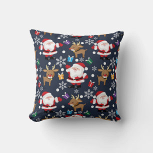 Santa And His Favourite Reindeer Pattern Throw Pillow