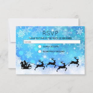 Santa and his Flying Reindeer Christmas RSVP Invitation