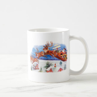 Santa and His Flying Reindeer Coffee Mug