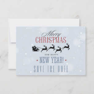 Santa and his Flying Reindeer Silhouette Christmas Save The Date