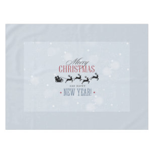 Santa and his Flying Reindeer Silhouette Christmas Tablecloth