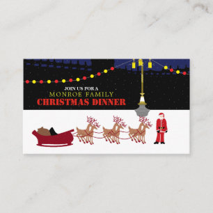 Santa and his Reindeer, Christmas Party Ticket Enclosure Card