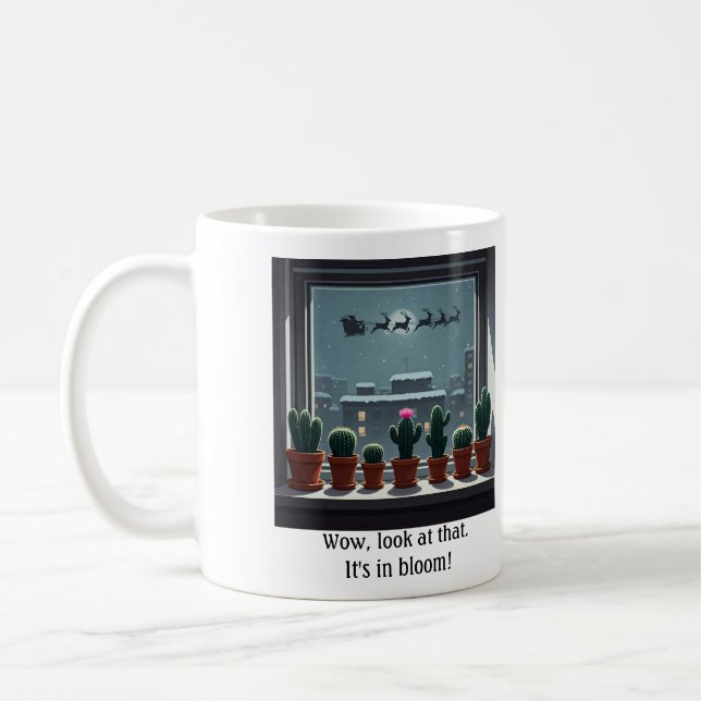 Santa and his reindeer window sill cactus mug (Left)