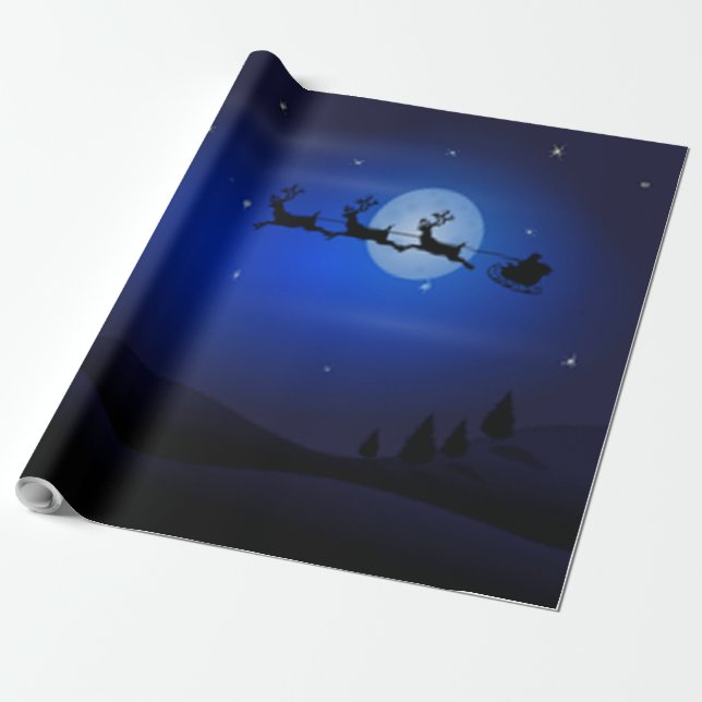 Santa and his Reindeer - Wrapping Paper (Unrolled)