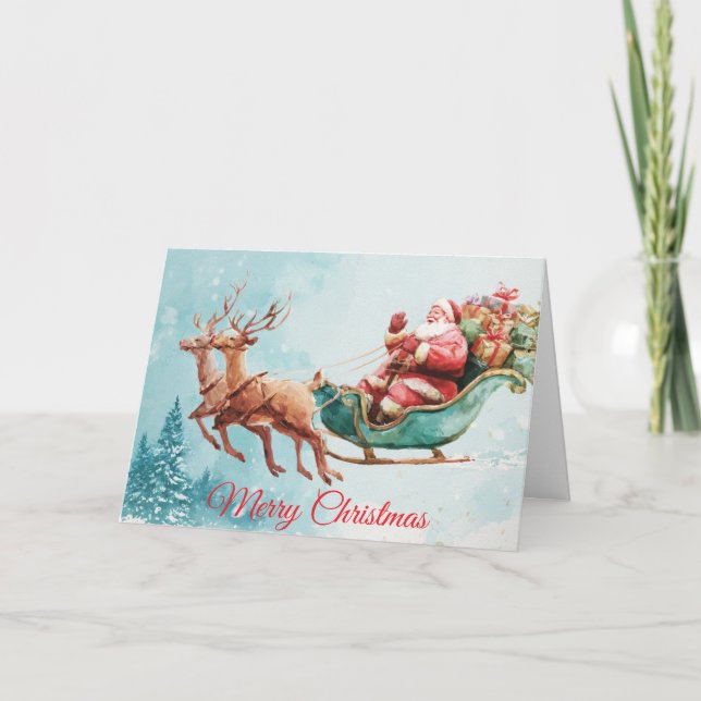 Santa and his Sleigh Holiday Card (Front)