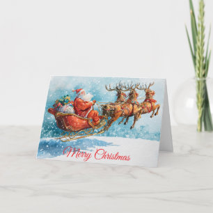 Santa and his Sleigh Holiday Card