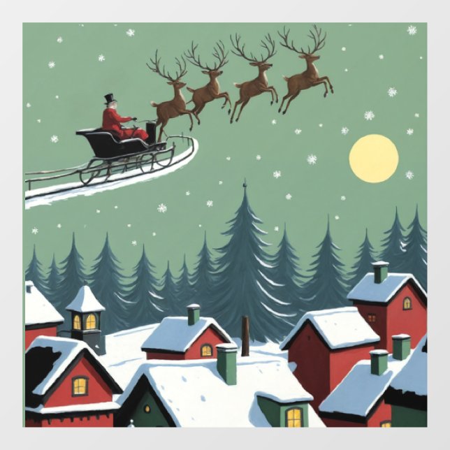 Santa and His Sleigh Window Cling (Sheet)