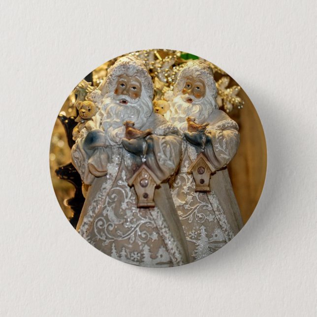 Santa and his twin. 2 inch round button (Front)