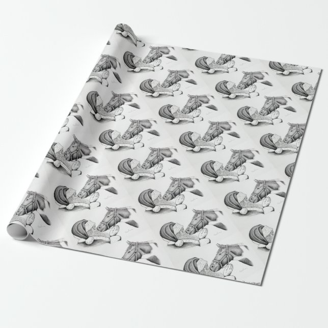 Santa-and-Horse-1 Wrapping Paper (Unrolled)