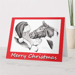Santa and Horse for Christmas Thank You Card