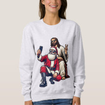 Santa and Jesus Selfie Christmas Sweatshirt 